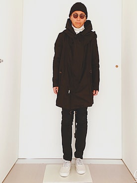 「no brand（ノーブランド）のアイテム（モッズコート）」を使った、ハッピーマンさん（メンズ・168cm）の春コーディネート