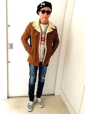 「Champion」｜「アイテム（カバーオール）」を使った、ハッピーマンさん（メンズ・168cm）の秋コーディネート