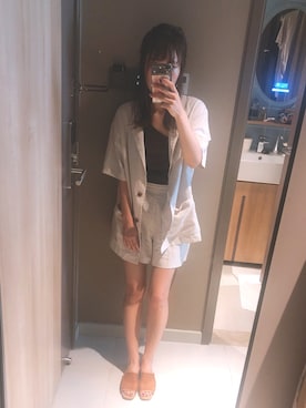 「ハーフアップ」｜「アイテム（その他アウター）」を使った、sabaさん（レディース・155cm）の夏コーディネート