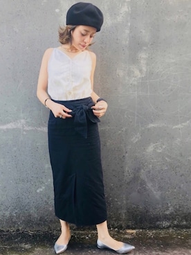 「お食事会」｜「アイテム（帽子）」を使った、hanaさん（レディース・161cm）の夏コーディネート