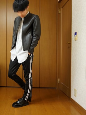 「CIORCIO ARMANIのアイテム（ポロシャツ、ホワイト系）」を使った、YUさん（メンズ・169cm）の秋コーディネート