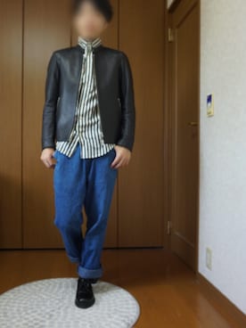 「H&M（エイチ・アンド・エム）のアイテム（シャツ/ブラウス、ホワイト系）」を使った、YUさん（メンズ・169cm）の秋コーディネート