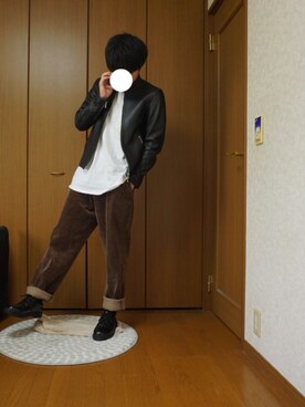 「古着のアイテム（その他パンツ、ブラウン系）」を使った、YUさん（メンズ・169cm）の秋コーディネート