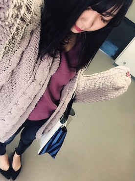 「GYDA（ジェイダ）のスリムストレッチハイウエストスキニーパンツ（デニムパンツ）」を使った、⊿mey さん（レディース・168cm）の秋コーディネート