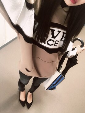 「GYDA（ジェイダ）のスリムストレッチハイウエストスキニーパンツ（デニムパンツ）」を使った、⊿mey さん（レディース・168cm）の秋コーディネート