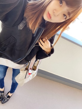 「チュニック」｜「アイテム（ムートンコート）」を使った、⊿mey さん（レディース・168cm）の冬コーディネート