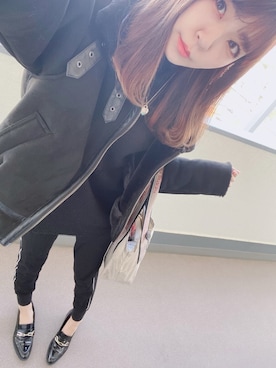 「ラフコーデ」｜「アイテム（ムートンコート）」を使った、⊿mey さん（レディース・168cm）の冬コーディネート