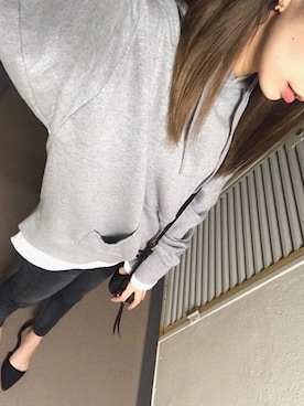 「GYDA（ジェイダ）のスリムストレッチハイウエストスキニーパンツ（デニムパンツ）」を使った、⊿mey さん（レディース・168cm）の春コーディネート