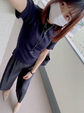 「サテンパンツ」｜「アイテム（アナログ腕時計）」を使った、⊿mey さん（レディース・168cm）の秋コーディネート