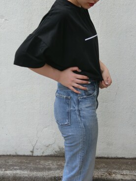 「MOUSSY（マウジー）のMV JW Tapered（デニムパンツ）」を使った、マリノ さん（レディース・165cm）の夏コーディネート