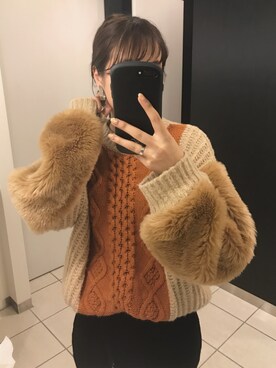 「ボリュームニット」｜「アイテム（アクセサリー）」を使った、マリノ さん（レディース・165cm）の秋コーディネート