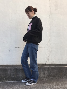 「スウェットトップス」｜「アイテム（スリッポン）」を使った、マリノ さん（レディース・165cm）の冬コーディネート