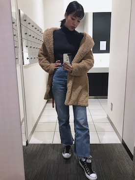 「シルバー」｜「アイテム（スリッポン）」を使った、マリノ さん（レディース・165cm）の冬コーディネート