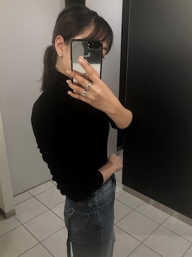 「ZOZO（ゾゾ）のスリムテーパードデニムパンツ［WOMEN］（デニムパンツ）」を使った、マリノ さん（レディース・165cm）の春コーディネート