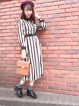 「archives（アルシーヴ）のアイテム（シャツワンピース）」を使った、AYA0119さん（レディース・161cm）の秋コーディネート