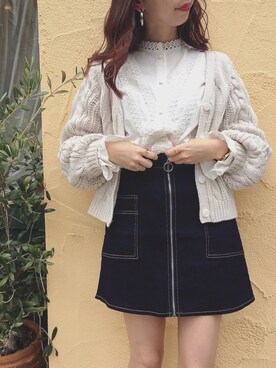 「袖フリル」｜「アイテム（その他）」を使った、AYA0119さん（レディース・161cm）の冬コーディネート