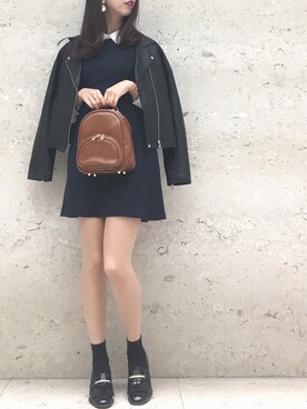 「archives（アルシーヴ）のアイテム（ライダースジャケット）」を使った、AYA0119さん（レディース・161cm）の冬コーディネート