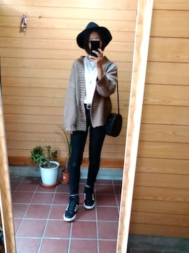 「COMME CA ISM（コムサイズム）のアイテム（ハット）」を使った、mo-moさん（レディース・160cm）の冬コーディネート