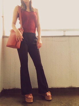 「GRL（グレイル）のリブニットキャミソール（キャミソール）」を使った、こみ | 骨ｽﾄｲｴﾍﾞ秋2nd冬さん（レディース・163cm）の夏コーディネート