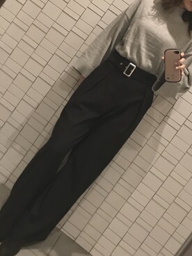 「GU（ジーユー）のアイテム（スラックス、ブラック系）」を使った、こみ | 骨ｽﾄｲｴﾍﾞ秋2nd冬さん（レディース・163cm）の冬コーディネート