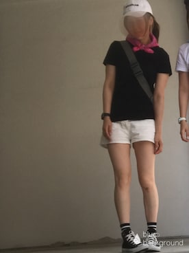 「BALENCIAGA（バレンシアガ）のアイテム（キャップ、ホワイト系）」を使った、こみ | 骨ｽﾄｲｴﾍﾞ秋2nd冬さん（レディース・163cm）の夏コーディネート