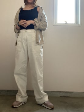 「黒タンク」｜こみ | 骨ｽﾄｲｴﾍﾞ秋2nd冬さん（レディース・163cm）の春コーディネート