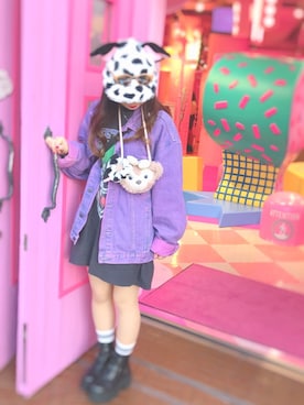 「RNA」｜「アイテム（デニムジャケット）」を使った、AIPANDAさん（レディース・152cm）の冬コーディネート