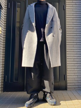 「ADER error（アーダーエラー）のアイテム（スニーカー、ブラック系）」を使った、秋さん（メンズ・175cm）の冬コーディネート