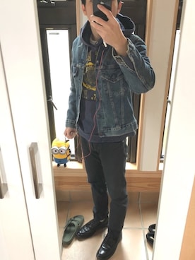 「Abercrombie&Fitch（アバークロンビーアンドフィッチ）のアイテム（パーカー）」を使った、完璧な世界の卵さん（メンズ・168cm）の冬コーディネート