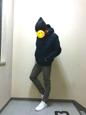 「ニットキャップ」｜「アイテム（マウンテンパーカー）」を使った、へいへいさん（メンズ・170cm）の冬コーディネート