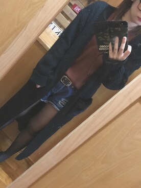 「GORGE（ゴージ）のアイテム（デニムパンツ、ブルー系）」を使った、あずきち。さん（レディース・162cm）の冬コーディネート