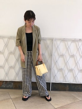 「トングサンダル」｜「アイテム（その他アウター）」を使った、yukakondoさん（レディース・159cm）の春コーディネート