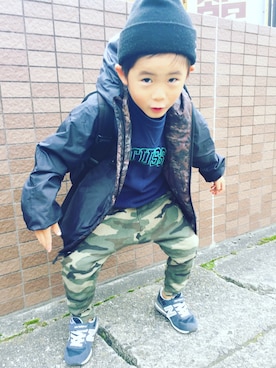 「STUSSY（ステューシー）のアイテム（ブルゾン）」を使った、yuさん（キッズ・100cm）の秋コーディネート