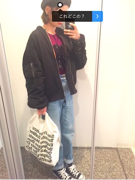 「G.V.G.V.（ジーヴィージーヴィー）のアイテム（MA-1）」を使った、yuさん（キッズ・100cm）の冬コーディネート