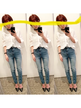 「DHOLIC（ディーホリック）のアイテム（ストール/ショール）」を使った、yuさん（レディース・155cm）の春コーディネート