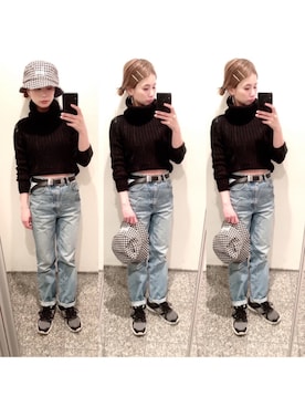 「ハイウエストストレートジーンズ」｜yuさん（レディース・155cm）の春コーディネート