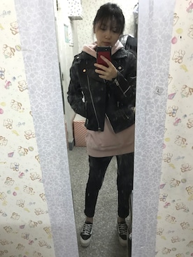 「MANGO（マンゴ）のアイテム（ライダースジャケット）」を使った、mjmaestroさん（レディース・160cm）の春コーディネート