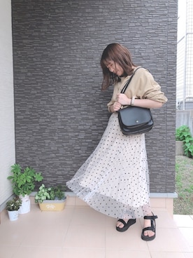 「hunch（ハンチ）の裏毛カラースウェット（スウェット、ベージュ系）」を使った、N★さん（キッズ・100cm）の秋コーディネート