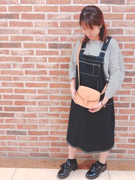 「しまむら（シマムラ）のアイテム（ローファー、ブラック系）」を使った、N★さん（キッズ・100cm）の秋コーディネート