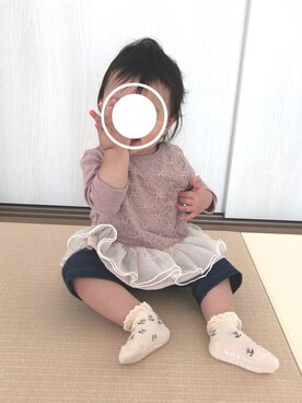 「MIKI HOUSE（ミキハウス）のアイテム（その他パンツ）」を使った、れいぴょんさん（キッズ・80cm）の秋コーディネート