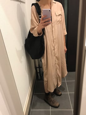 「JEANASIS（ジーナシス）のアイテム（シャツワンピース）」を使った、chankさん（レディース・163cm）の秋コーディネート