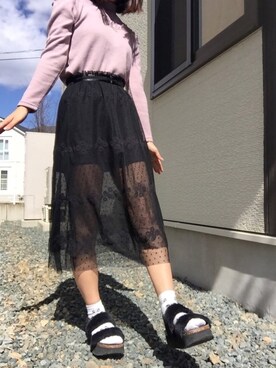 「axes femme POETIQUE（アクシーズファムポエティック）のアイテム（スカート）」を使った、そっちゃんさん（レディース・163cm）の春コーディネート