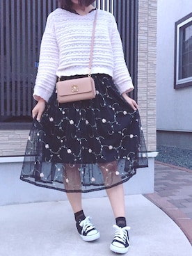 「透かし編みニット」｜そっちゃんさん（レディース・163cm）の春コーディネート