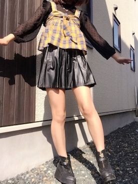 Wego フェイクレザープリーツミニスカートを使った人気ファッションコーディネート Wear