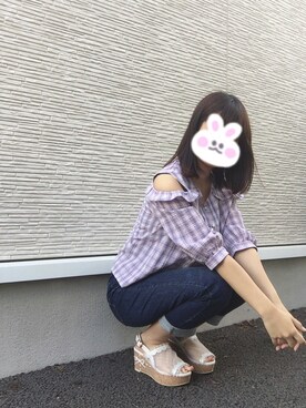 「axes femme POETIQUE（アクシーズファムポエティック）のアイテム（サンダル）」を使った、そっちゃんさん（レディース・163cm）の夏コーディネート