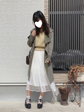 「axes femme（アクシーズファム）のアイテム（トレンチコート）」を使った、そっちゃんさん（レディース・163cm）の春コーディネート