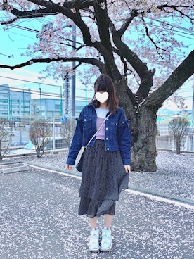 「ワッフル」｜「アイテム（デニムジャケット）」を使った、そっちゃんさん（レディース・163cm）の春コーディネート