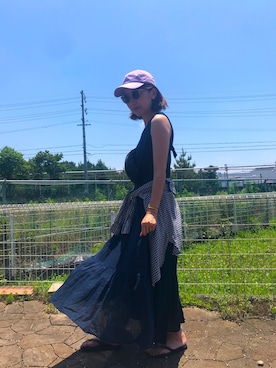 「LAKOLE（ラコレ）のアイテム（キャップ）」を使った、ayϋ♡さん（レディース・160cm）の夏コーディネート