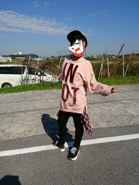 「Bershka（ベルシュカ）のアイテム（スウェット、ピンク系）」を使った、MASAさん（メンズ・160cm）の冬コーディネート
