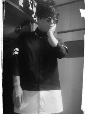 「DOUBLE STANDARD CLOTHING（ダブルスタンダードクロージング）のアイテム（シャツ/ブラウス、ブラック系）」を使った、MASAさん（メンズ・160cm）の冬コーディネート